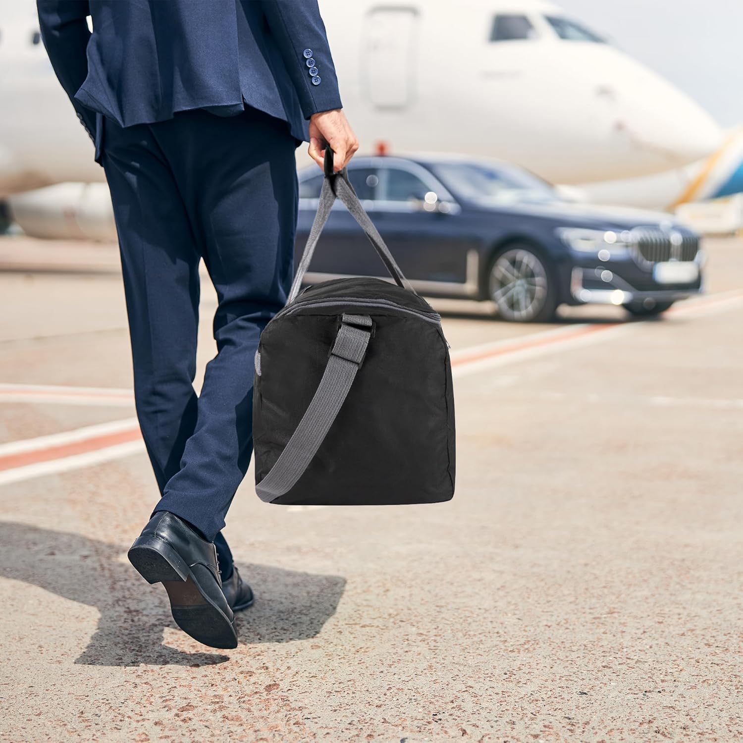 30 Liter, 17 Inch Canvas Duffle Bags for Men and Women – Travel Weekender Overnight Carry-On Shoulder Duffel Tote Bags (Black) - Image 6