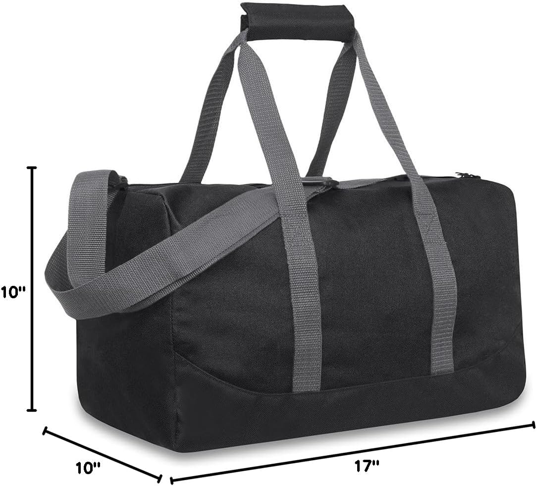 30 Liter, 17 Inch Canvas Duffle Bags for Men and Women – Travel Weekender Overnight Carry-On Shoulder Duffel Tote Bags (Black) - Image 8