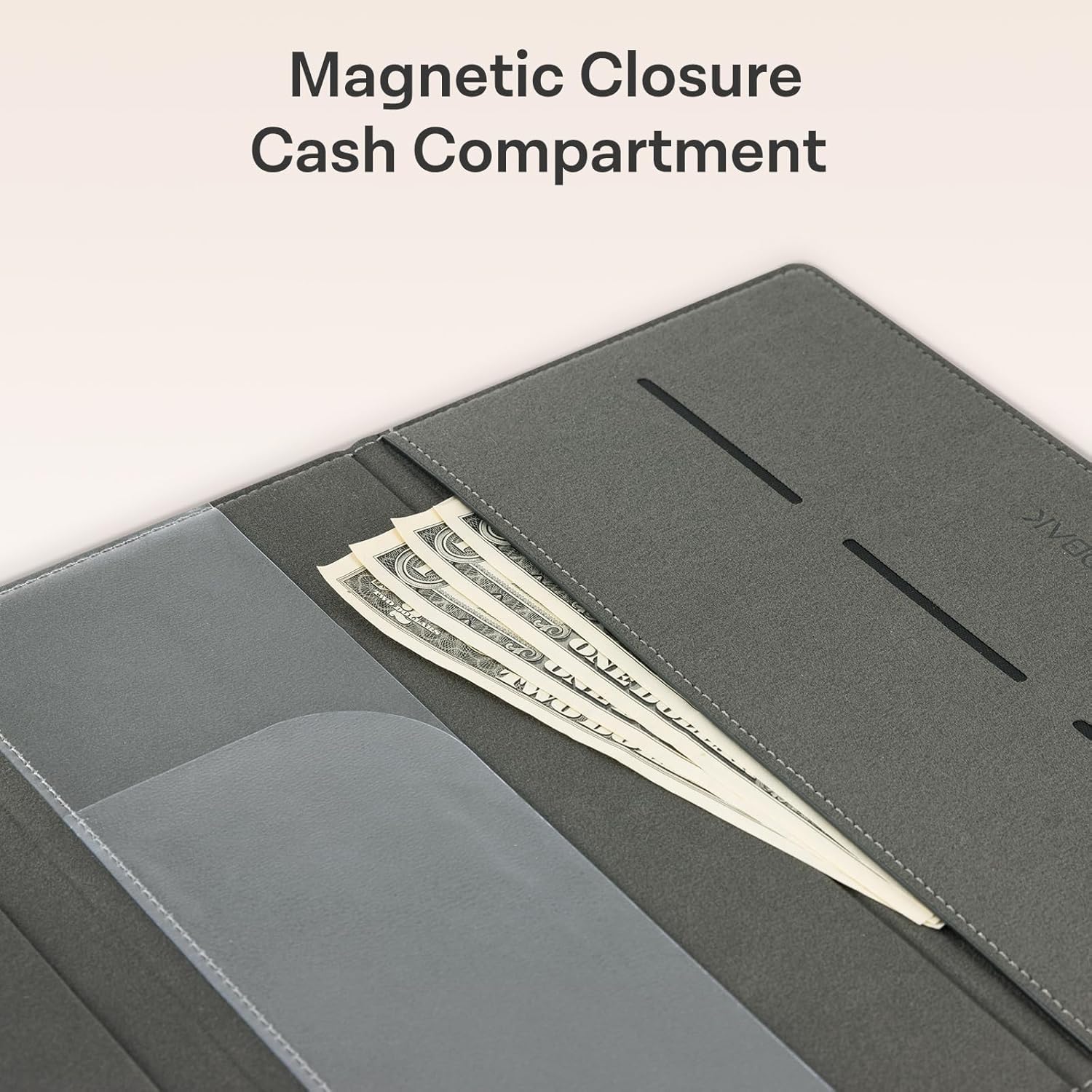 CoBak Leather Car Registration and Insurance Holder with Magnetic Compartment - Vehicle Glove Box Organizer for Driver License, Cards, Emergency Cash - Auto Truck Accessories Case, Lychee Brown - Image 4